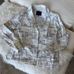 Sanctuary Camo Lightweight Cotton Jacket Green Cream Small